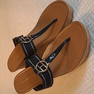 Tommy Hilfiger Blue Thong Wedges, Women's Size 8.5